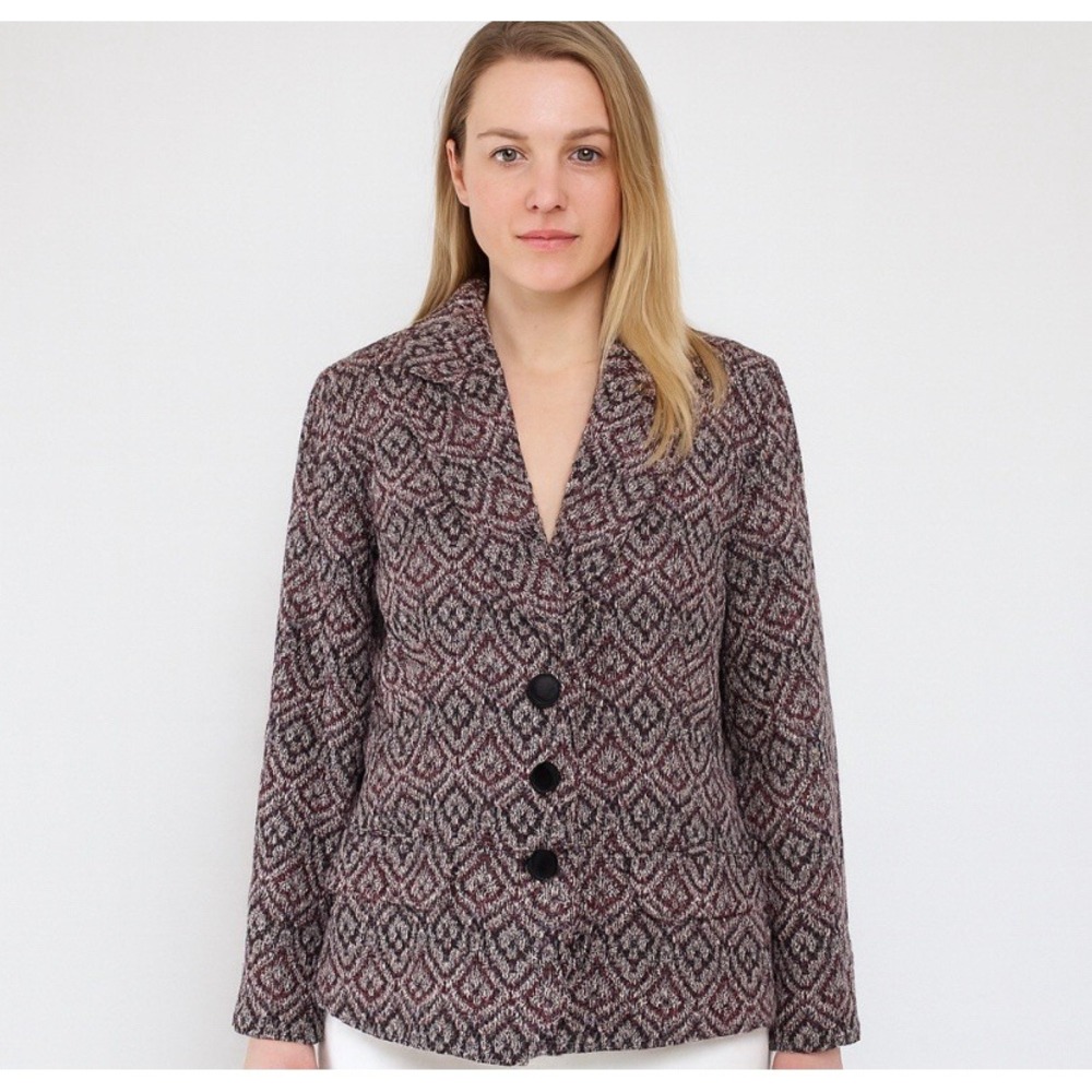 Pendleton Jacket Womens Sz 12‎ Blazer 100% Virgin Wool Geometric Print Classic